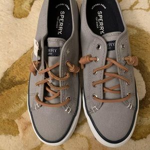 NWT Sperry Top Sider Gray Canvas Shoes Size 7